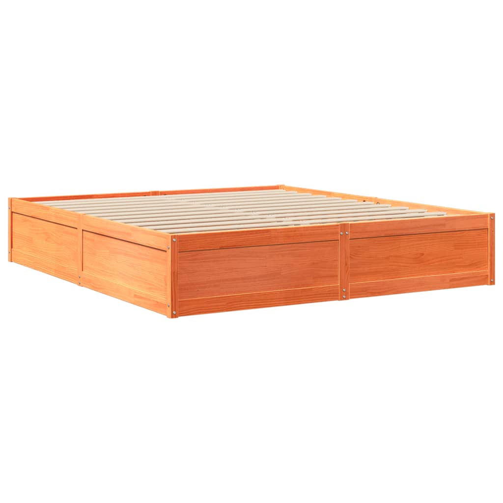Bed Frame without Mattress Wax Brown 180x200 cm Super King Solid Wood Pine