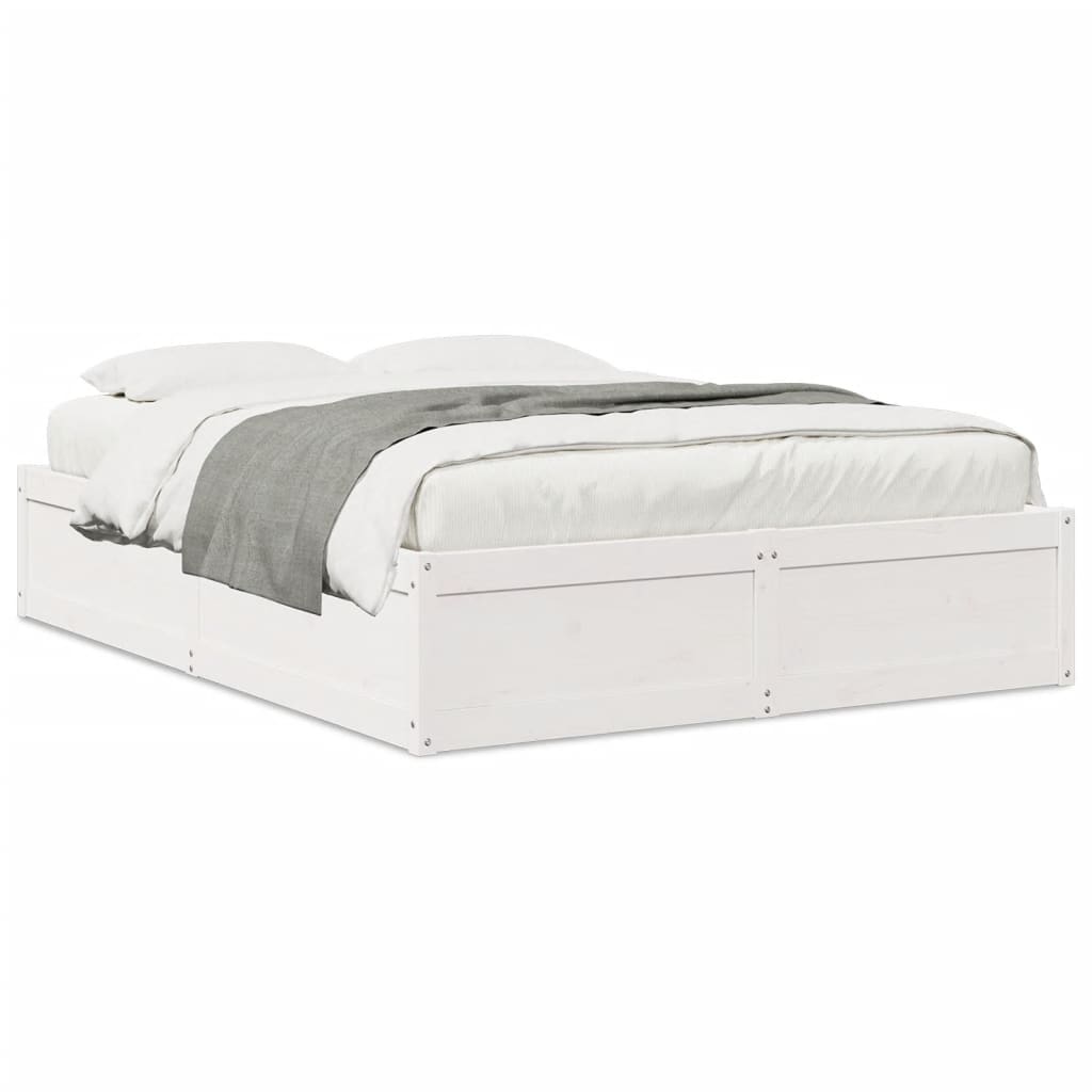 Bed Frame without Mattress White 160x200 cm Solid Wood Pine