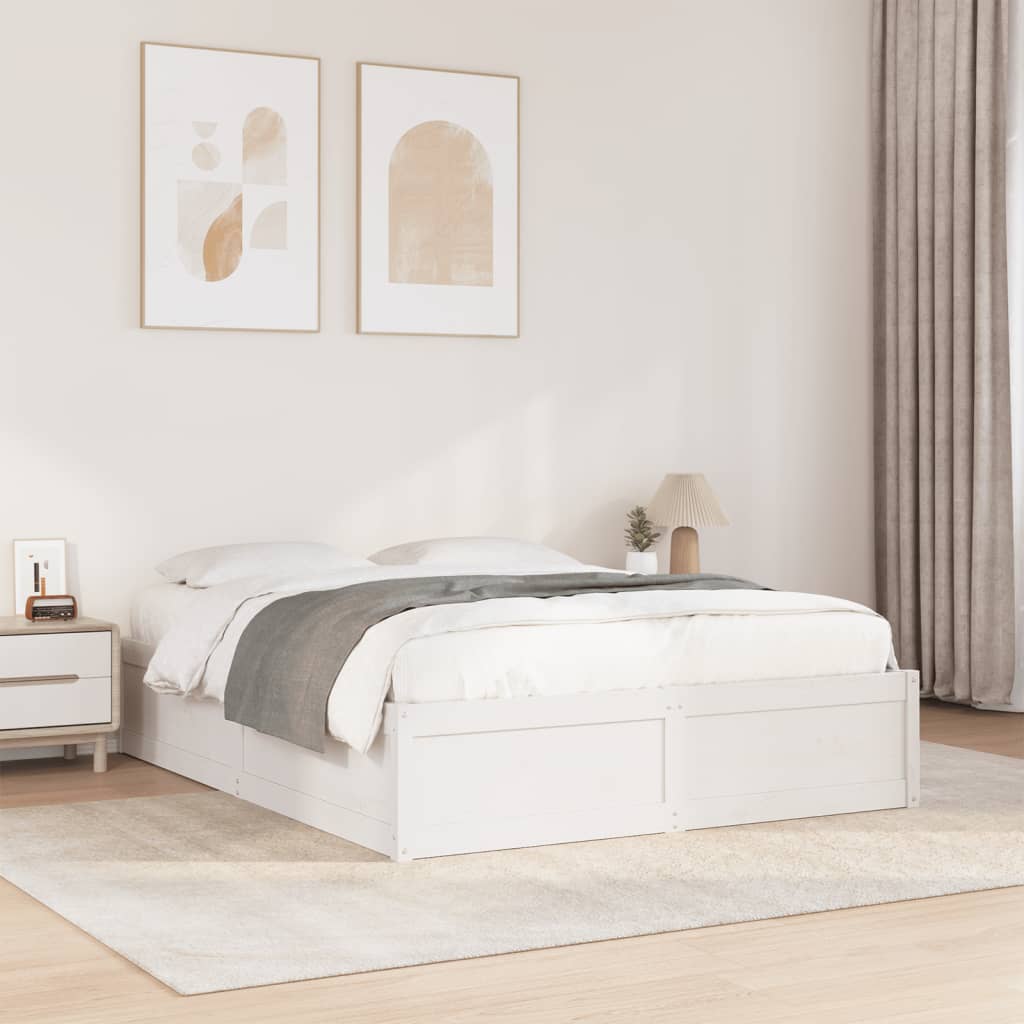 Bed Frame without Mattress White 160x200 cm Solid Wood Pine