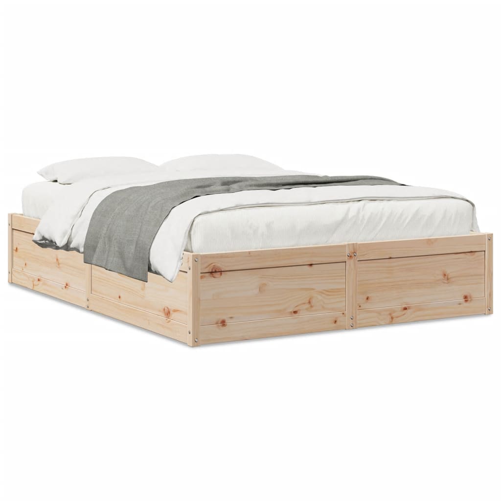 Bed Frame without Mattress 140x200 cm Solid Wood Pine