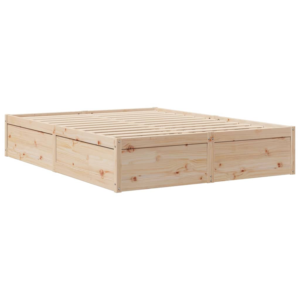 Bed Frame without Mattress 140x200 cm Solid Wood Pine