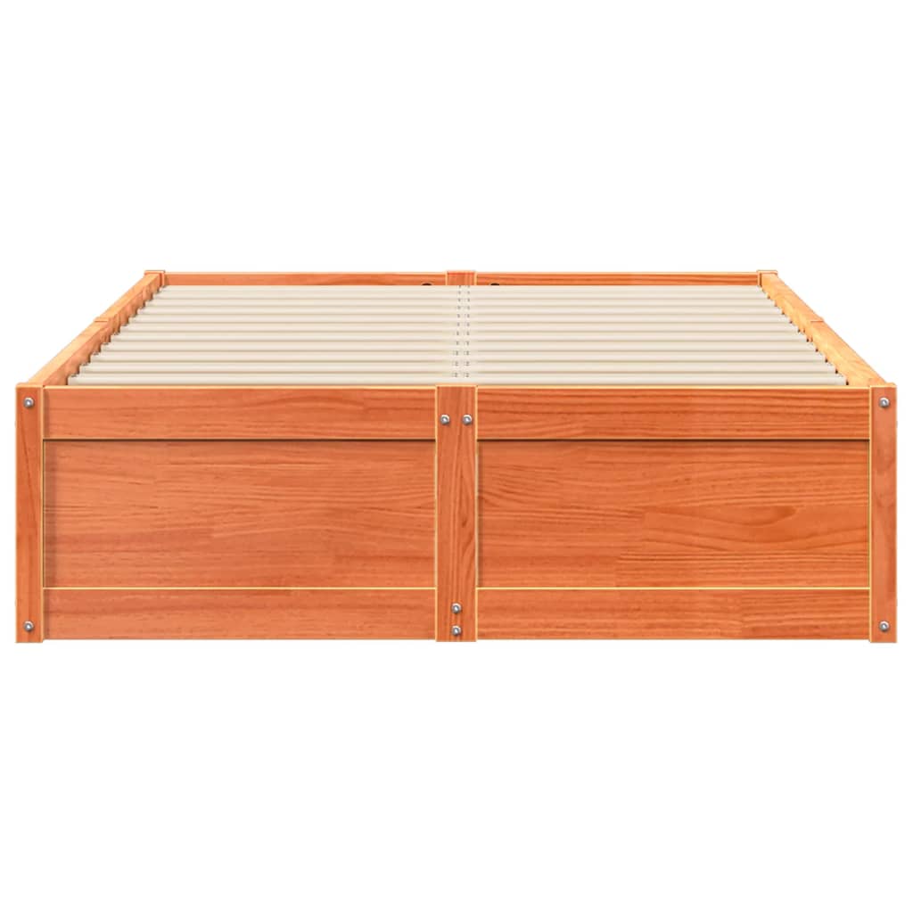 Bed Frame without Mattress Wax Brown 135x190 cm Double Solid Wood Pine
