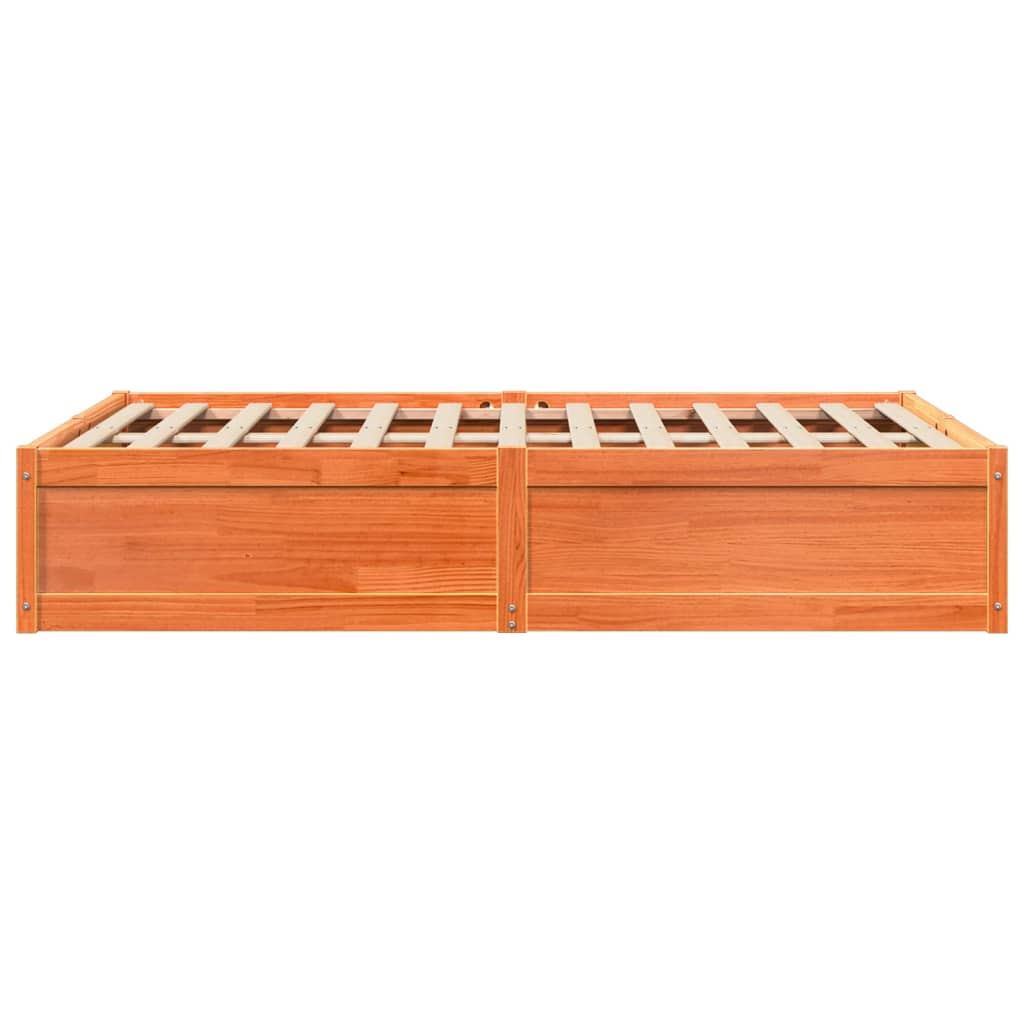 Bed Frame without Mattress Wax Brown 120x190 cm Small Double Solid Wood Pine