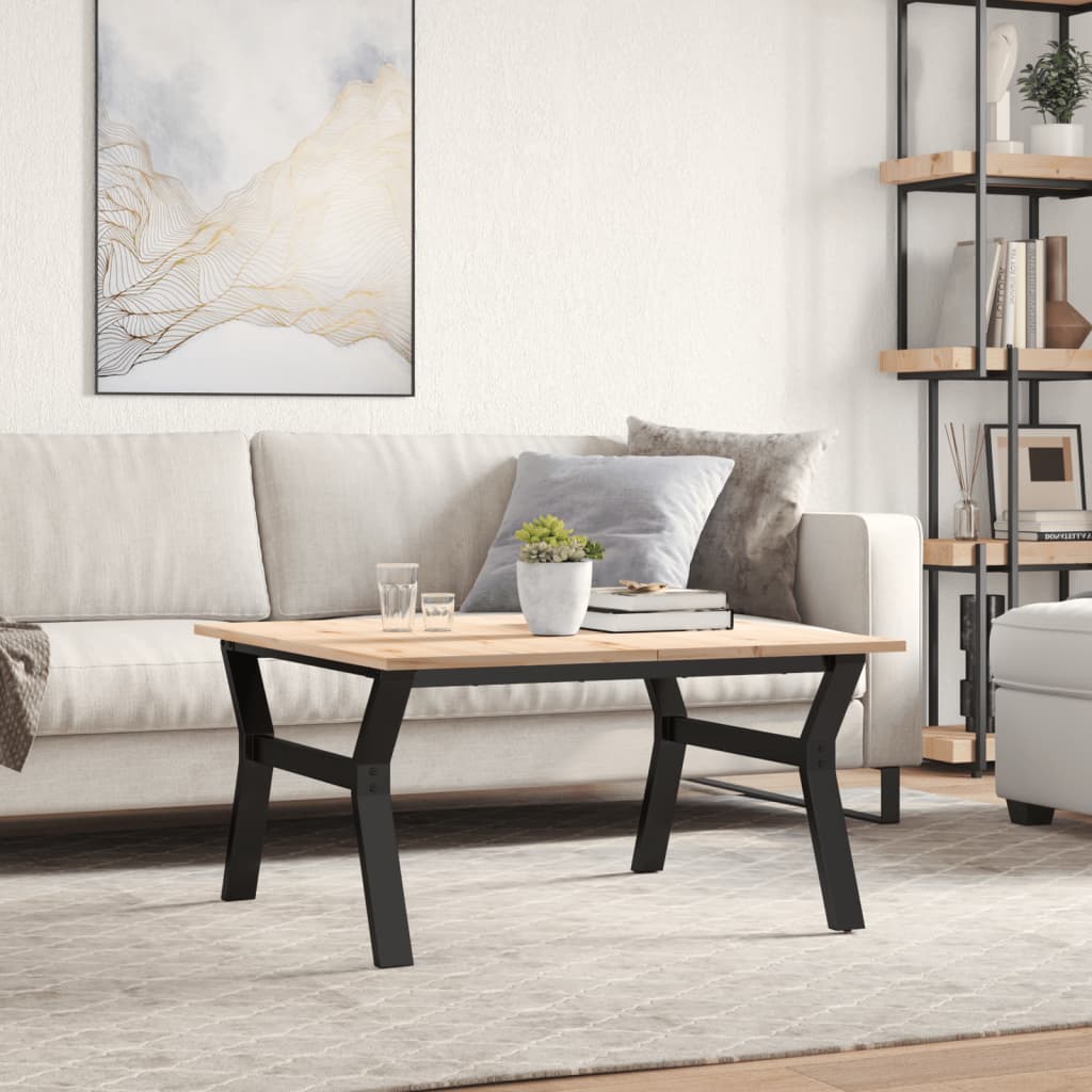 Coffee Table Y-Frame 80x80x45 cm Solid Wood Pine and Steel