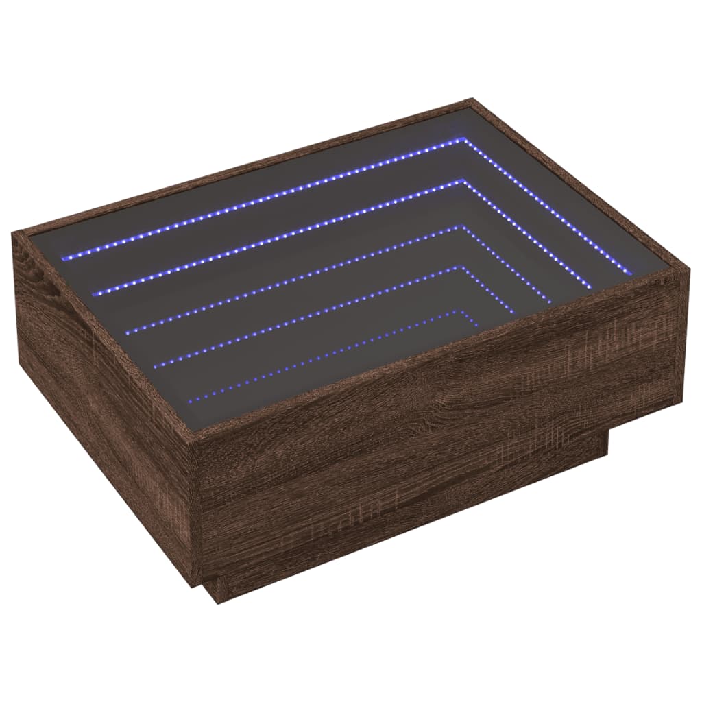 Coffee Table with LED Brown Oak 70x50x30 cm Engineered Wood
