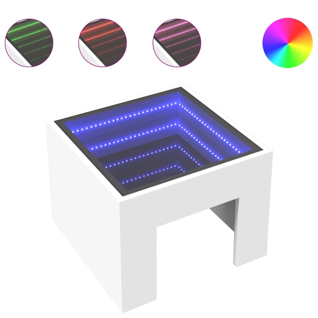 Coffee Table with Infinity LED White 40x40x30 cm