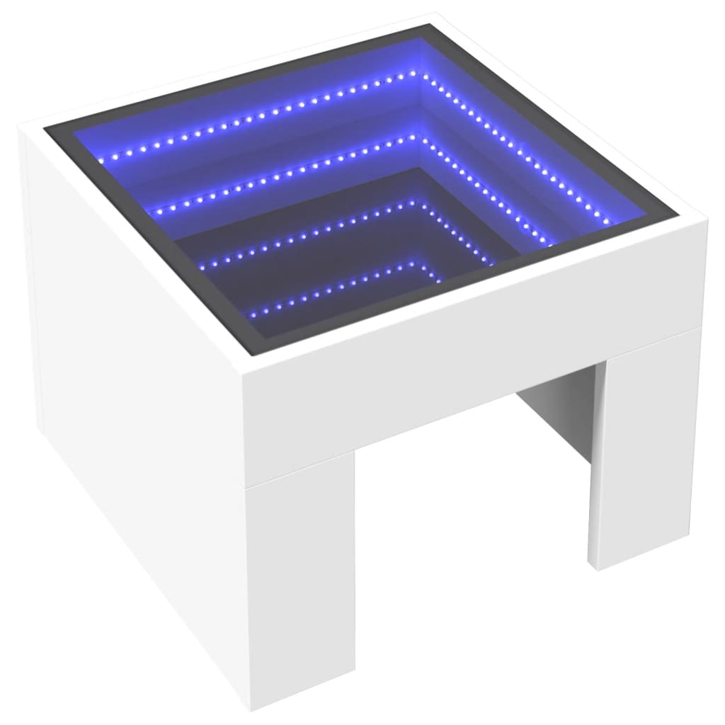 Coffee Table with Infinity LED White 40x40x30 cm