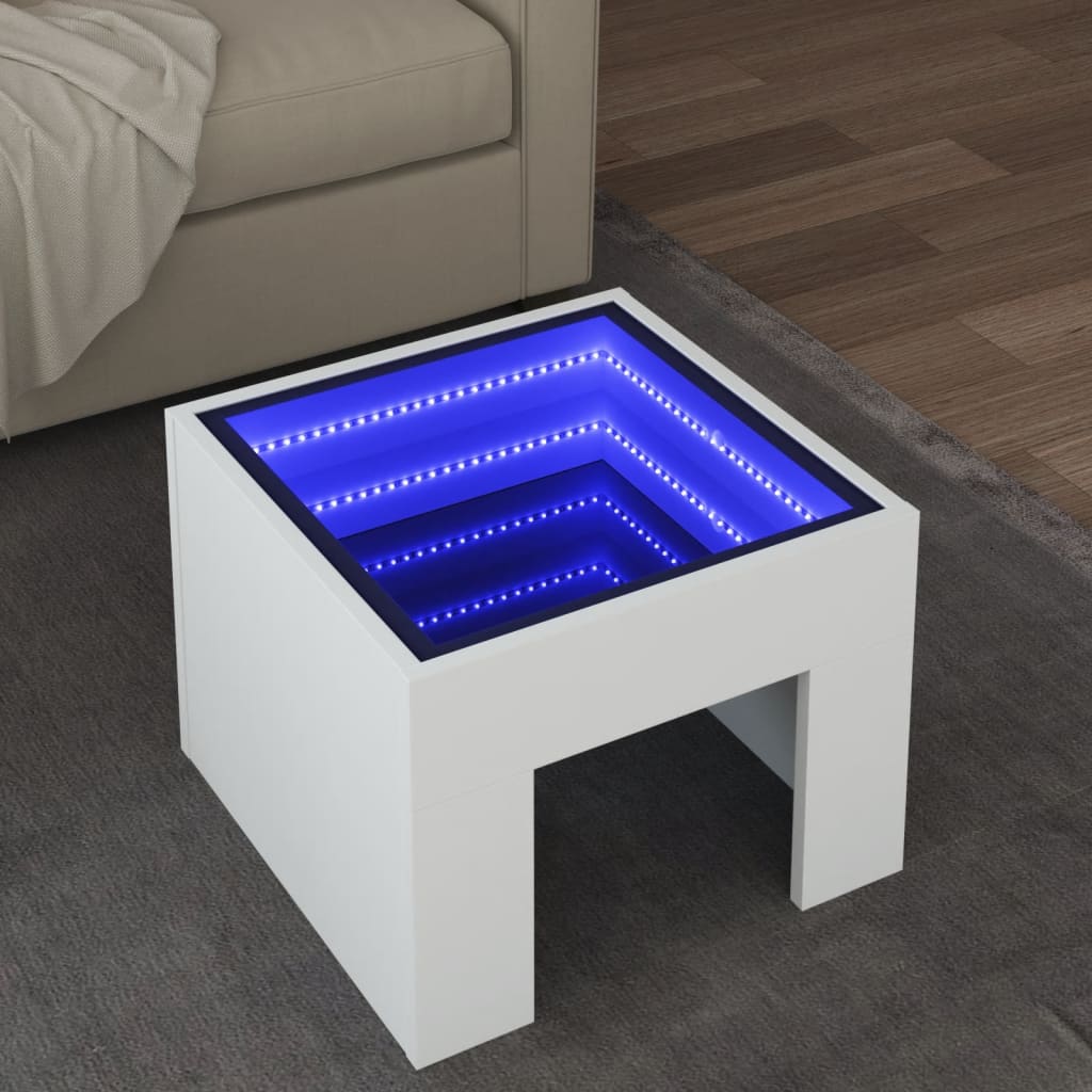 Coffee Table with Infinity LED White 40x40x30 cm