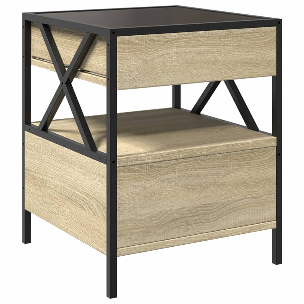 Coffee Table with Infinity LED Sonoma Oak 40x40x51 cm