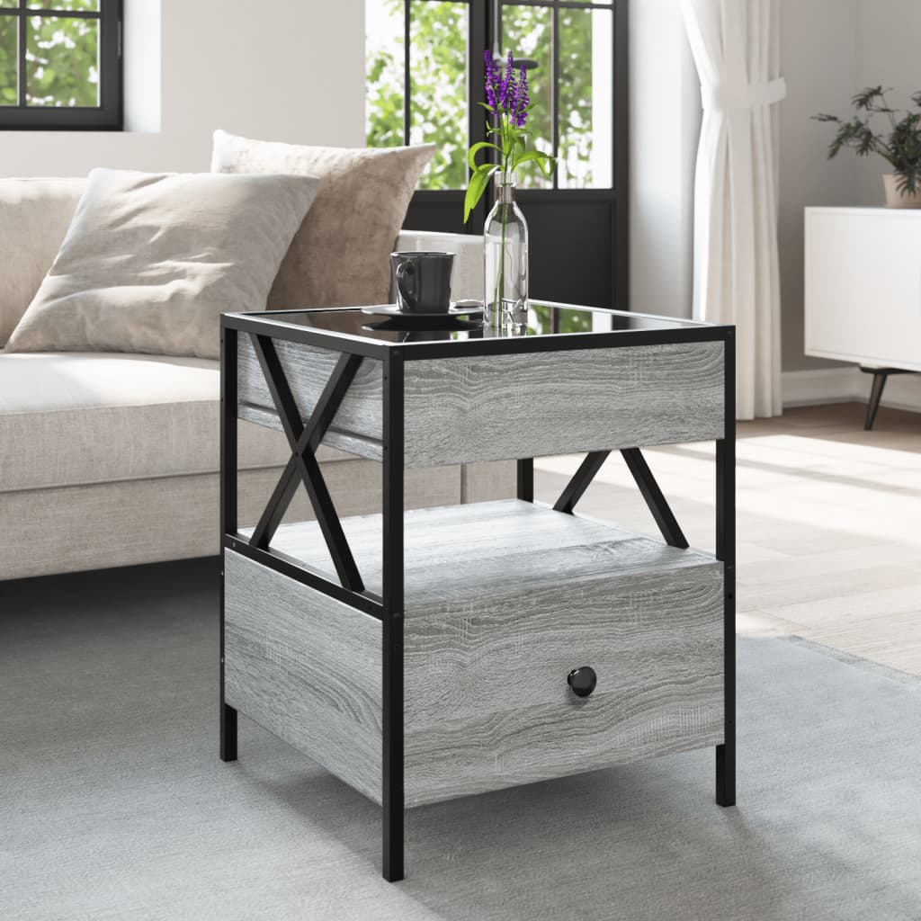 Coffee Table with Infinity LED Grey Sonoma 40x40x51 cm