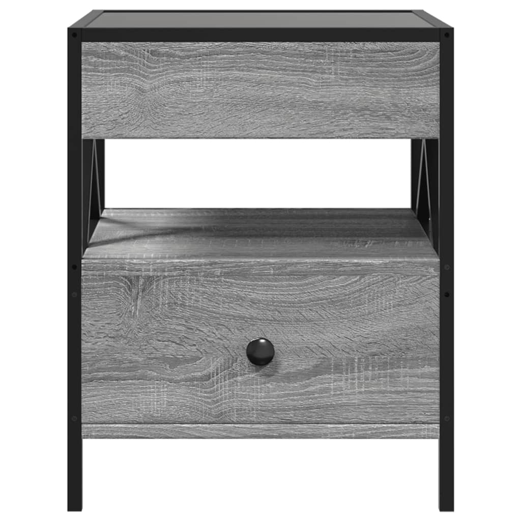 Coffee Table with Infinity LED Grey Sonoma 40x40x51 cm
