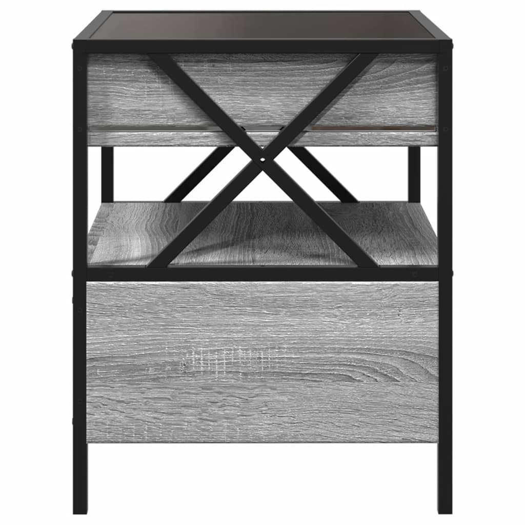 Coffee Table with Infinity LED Grey Sonoma 40x40x51 cm