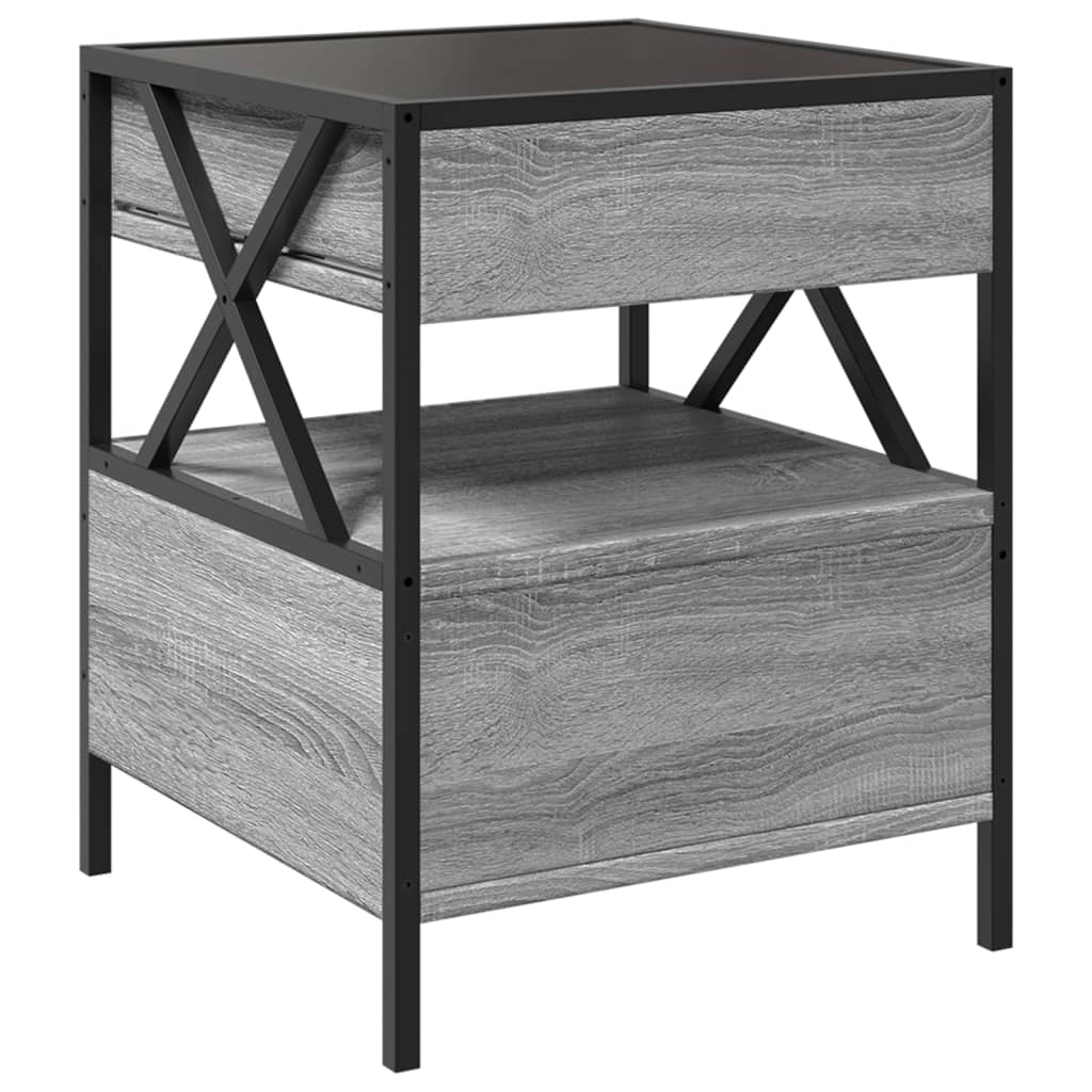 Coffee Table with Infinity LED Grey Sonoma 40x40x51 cm