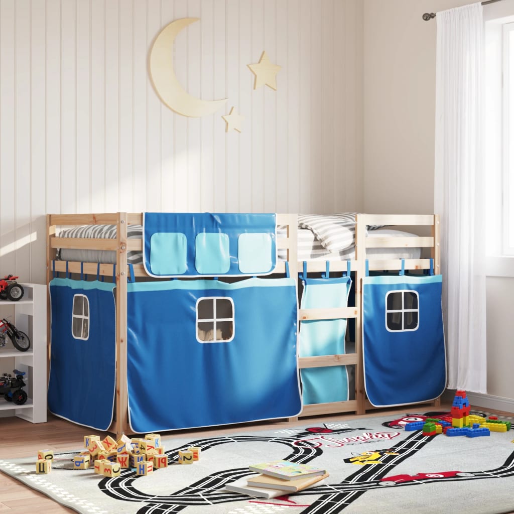 Bunk Bed without Mattress Blue 75x190 cm Small Single Solid Wood Pine