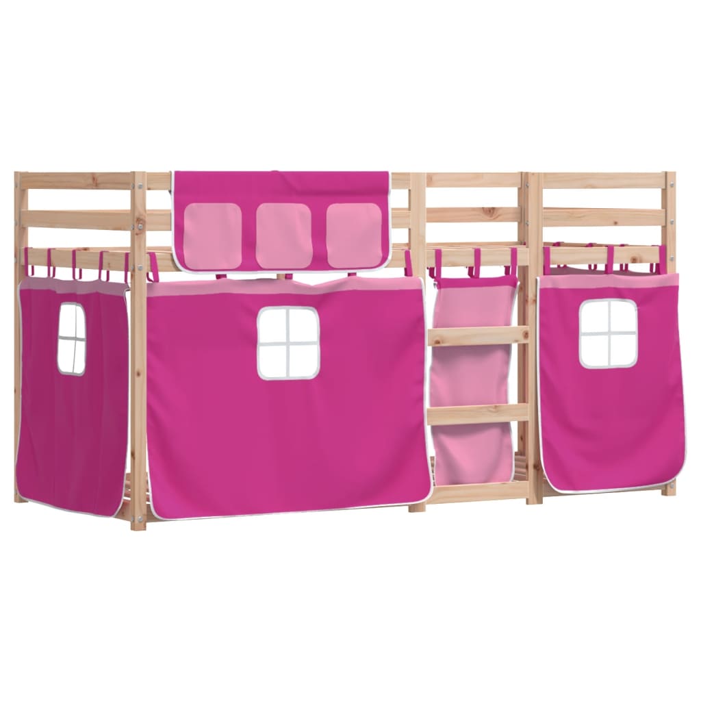 Bunk Bed without Mattress Pink 75x190 cm Small Single Solid Wood Pine