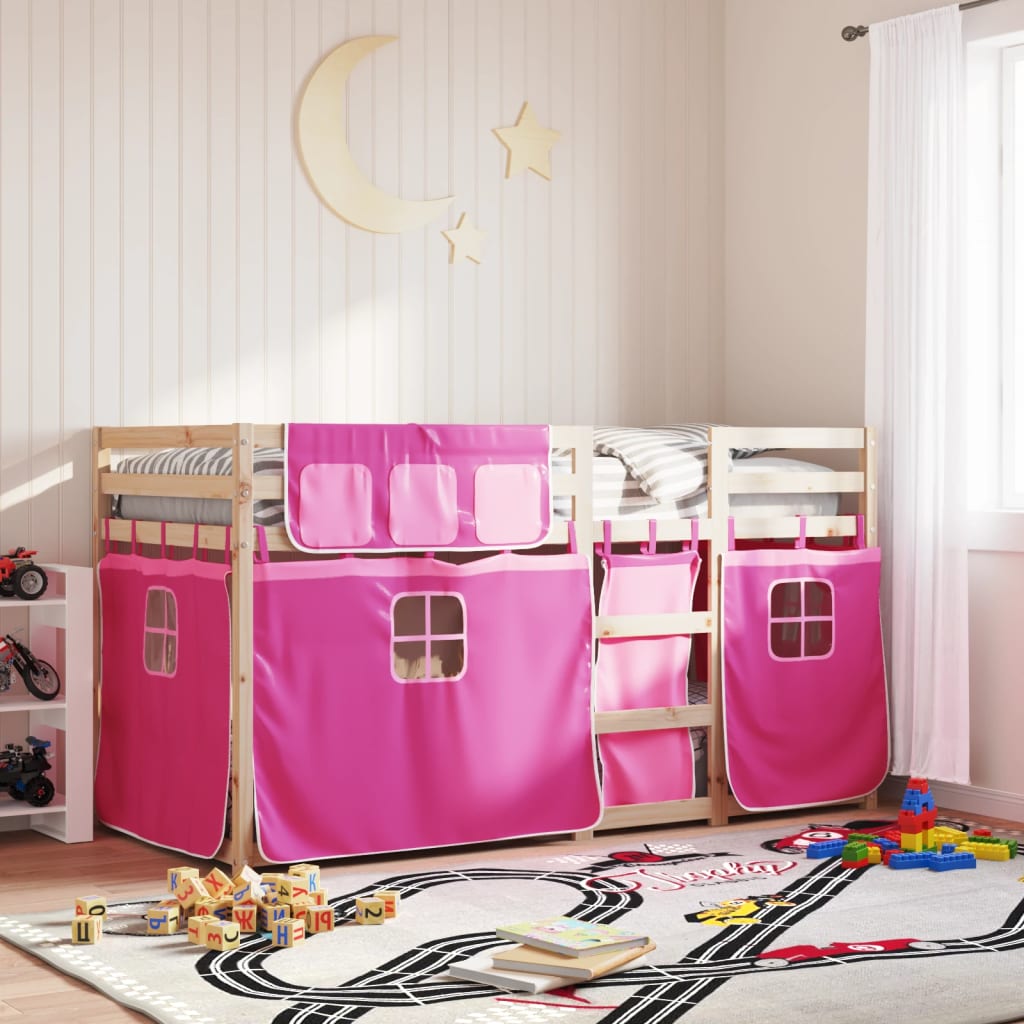 Bunk Bed without Mattress Pink 75x190 cm Small Single Solid Wood Pine