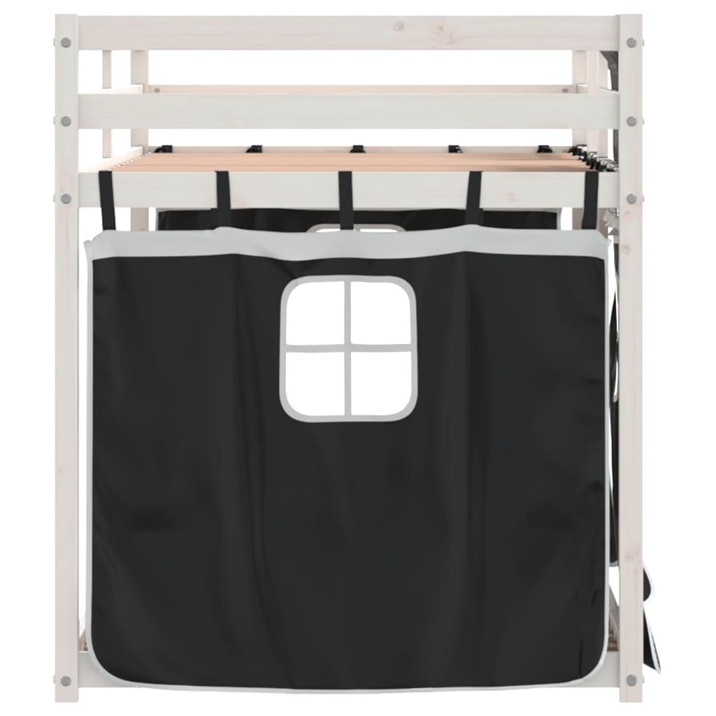 Bunk Bed without Mattress White&Black 75x190 cm Small Single Solid Wood Pine
