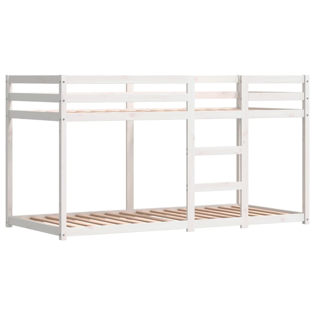 Bunk Bed without Mattress White&Black 75x190 cm Small Single Solid Wood Pine