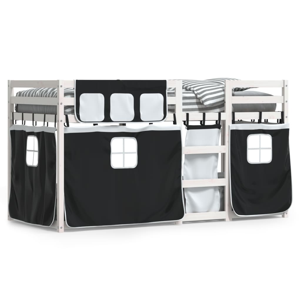 Bunk Bed without Mattress White&Black 90x190 cm Single Solid Wood Pine