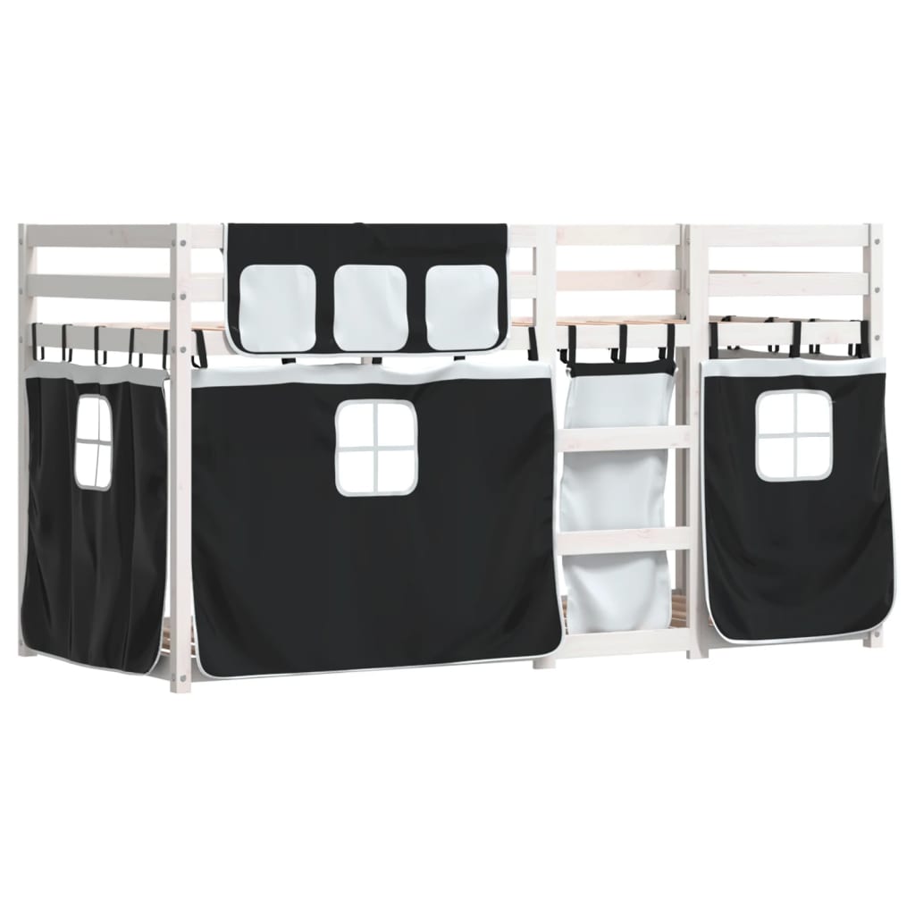 Bunk Bed without Mattress White&Black 90x190 cm Single Solid Wood Pine