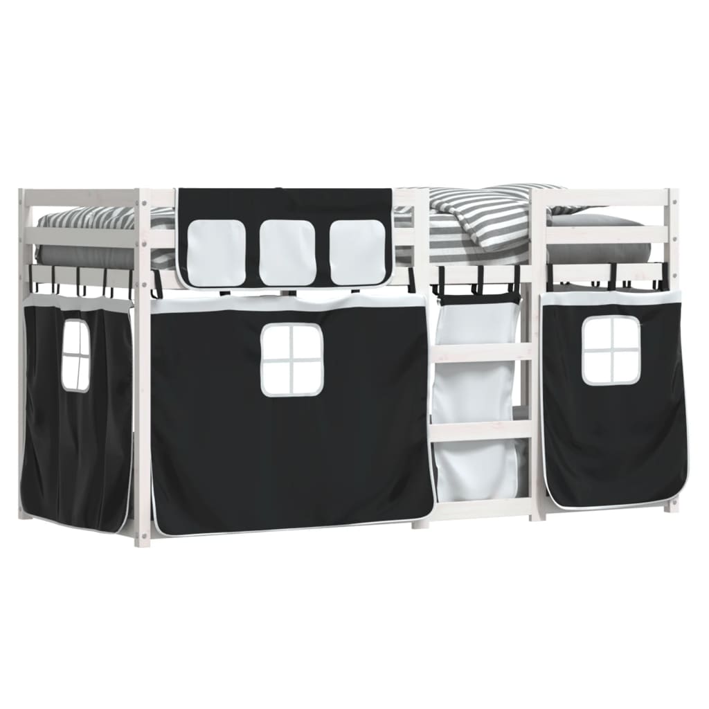 Bunk Bed without Mattress White&Black 90x190 cm Single Solid Wood Pine