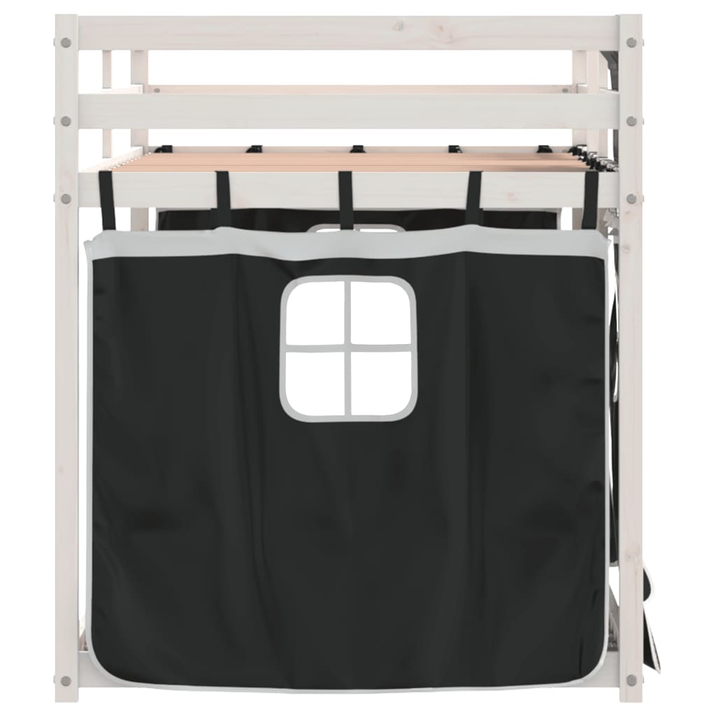 Bunk Bed without Mattress White&Black 90x190 cm Single Solid Wood Pine