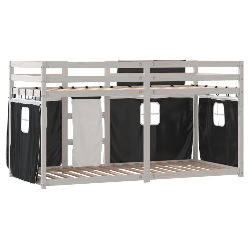 Bunk Bed without Mattress White&Black 90x190 cm Single Solid Wood Pine