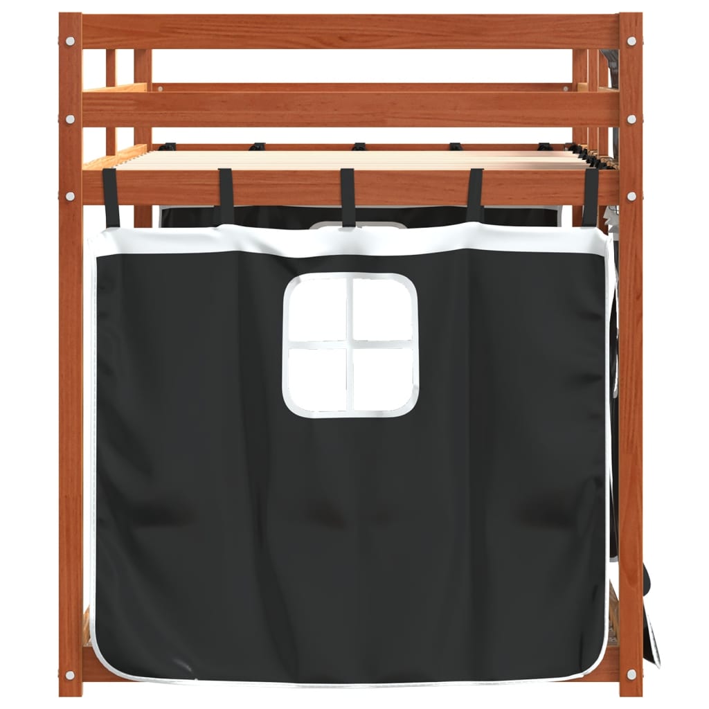 Bunk Bed without Mattress White&Black 90x190 cm Single Solid Wood Pine