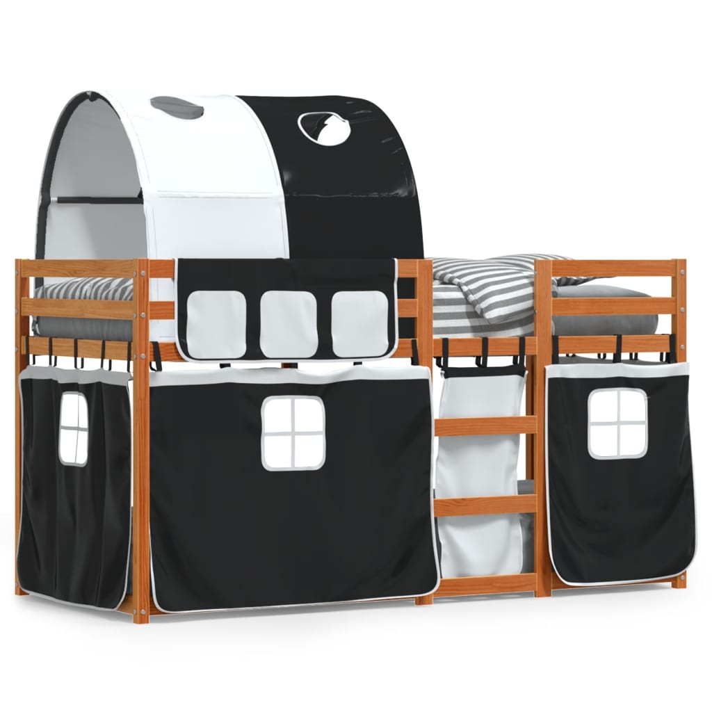 Bunk Bed without Mattress White&Black 80x200 cm Solid Wood Pine