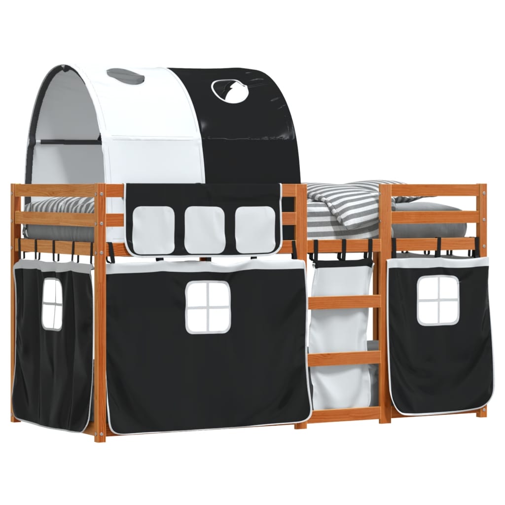 Bunk Bed without Mattress White&Black 80x200 cm Solid Wood Pine