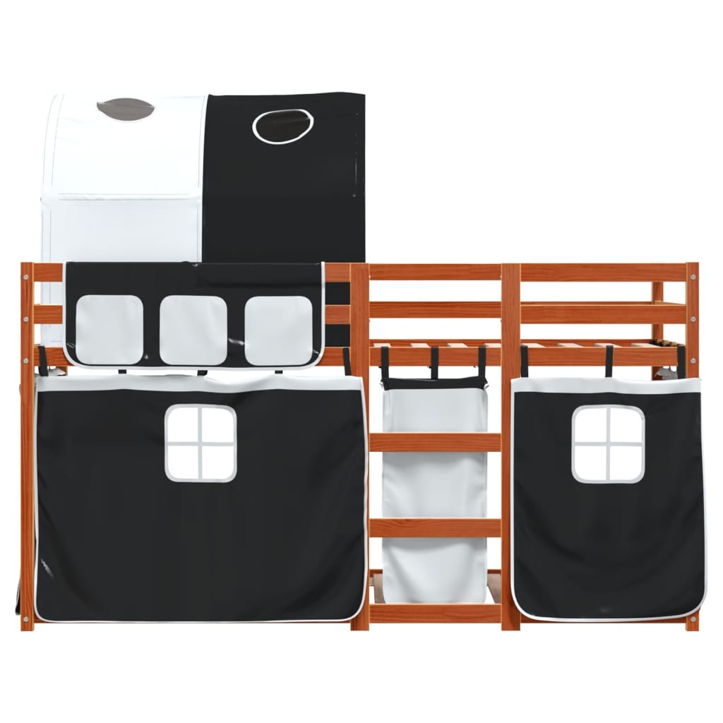 Bunk Bed without Mattress White&Black 75x190 cm Small Single Solid Wood Pine
