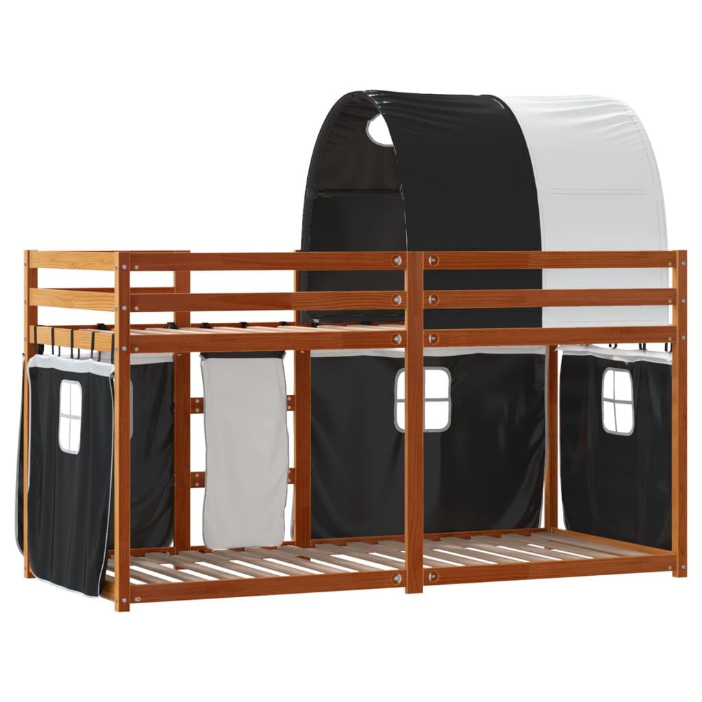 Bunk Bed without Mattress White&Black 75x190 cm Small Single Solid Wood Pine
