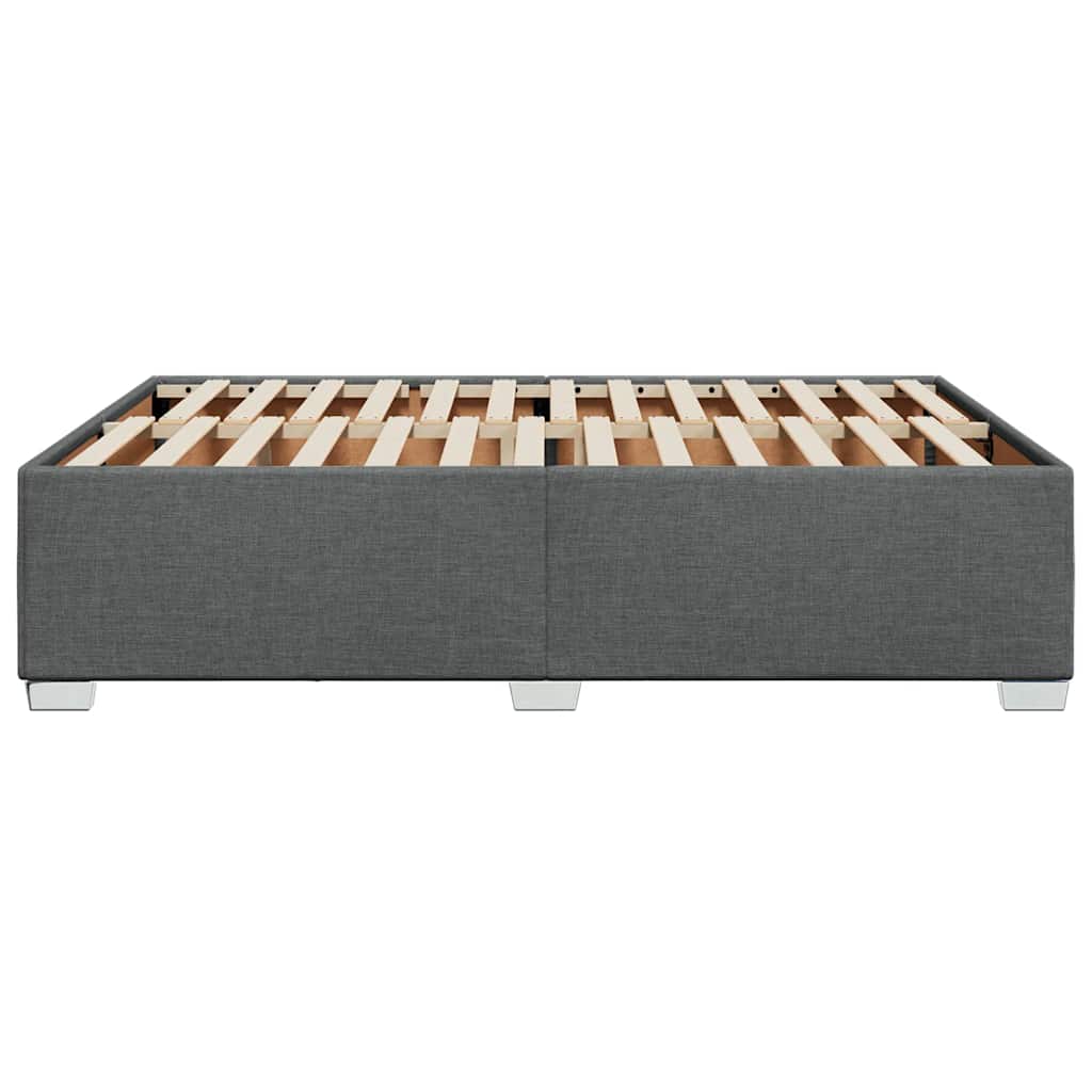 Bed Frame without Mattress Dark Grey Double Fabric