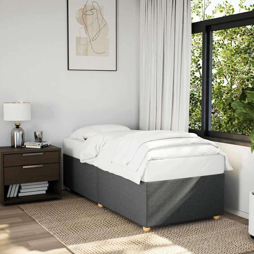 Bed Frame without Mattress Dark Grey Single Fabric