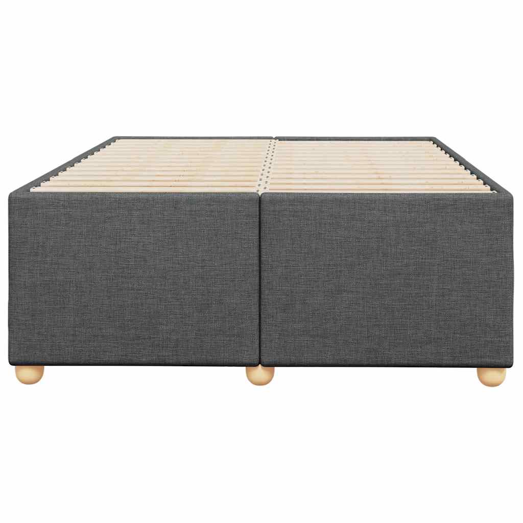 Bed Frame without Mattress Dark Grey Double Fabric