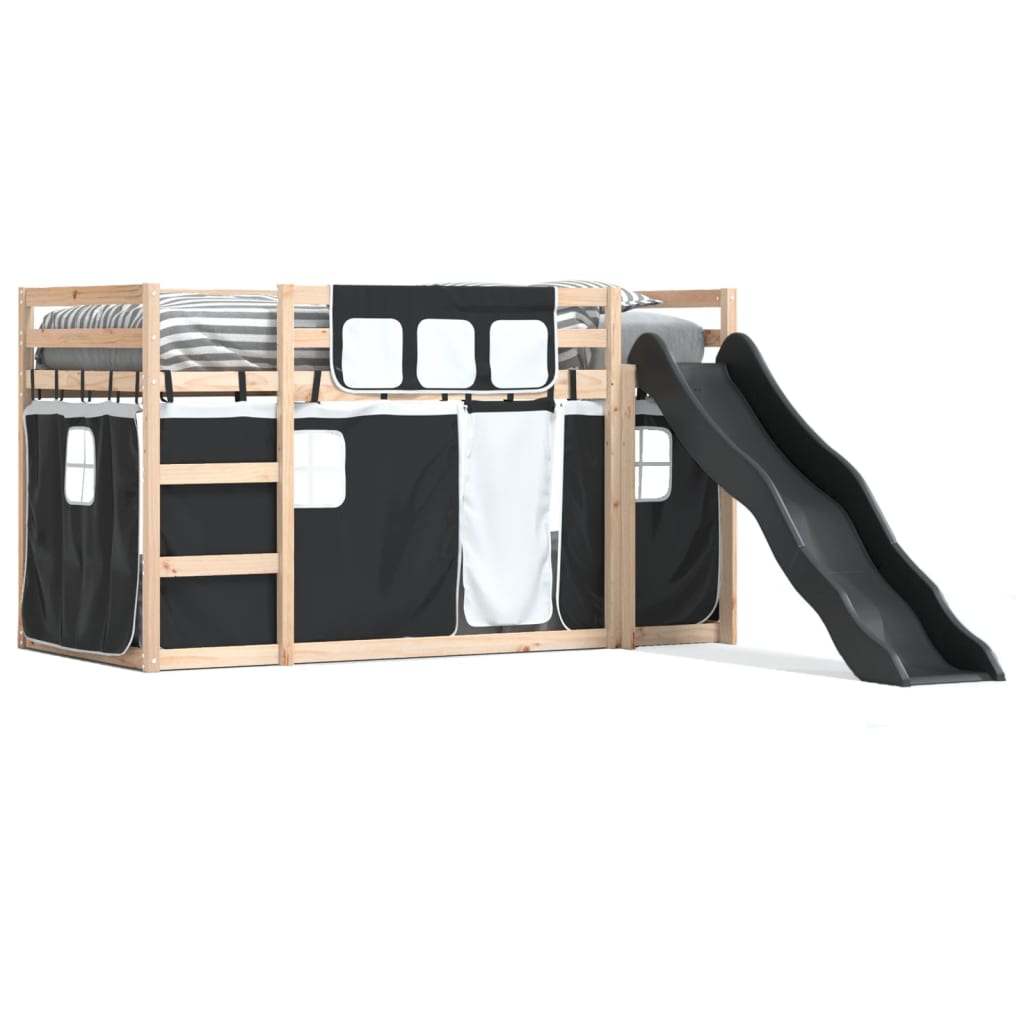 Bunk Bed without Mattress with Slide White and Black 90x200 cm
