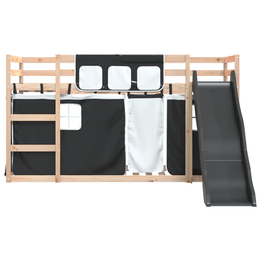 Bunk Bed without Mattress with Slide White and Black 90x200 cm