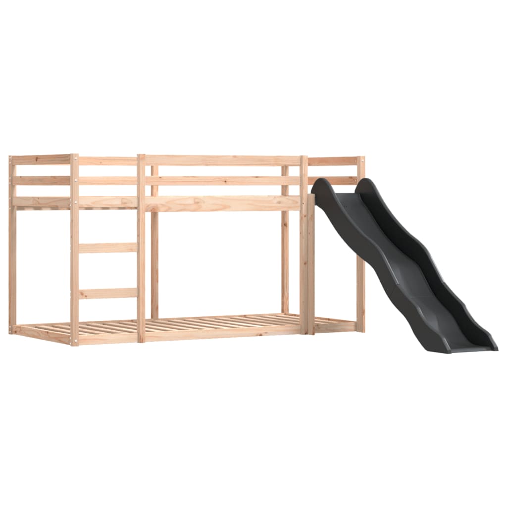 Bunk Bed without Mattress with Slide and Curtains Blue 90x200 cm