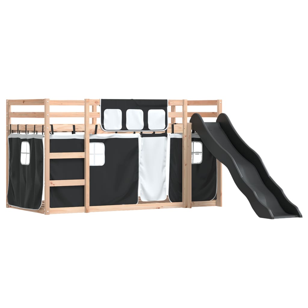 Bunk Bed without Mattress with Slide White and Black 80x200 cm