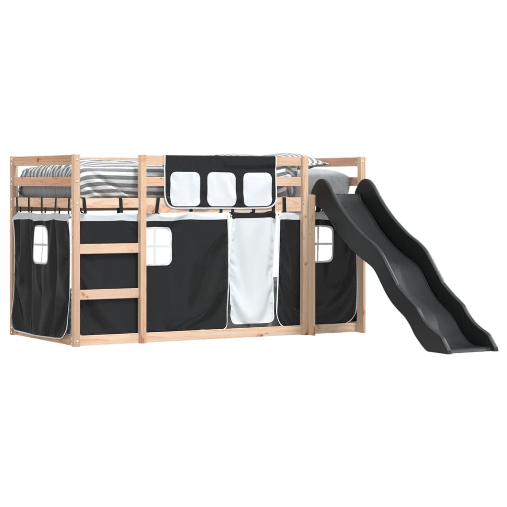 Bunk Bed without Mattress with Slide White and Black 80x200 cm