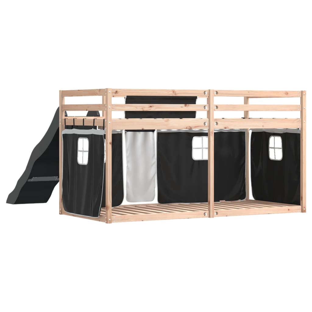 Bunk Bed without Mattress with Slide White and Black 80x200 cm