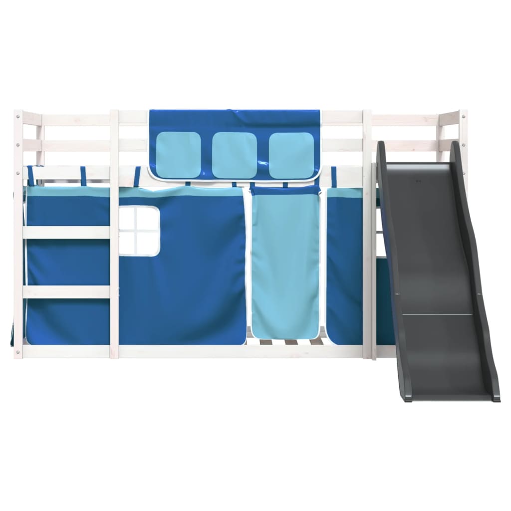 Bunk Bed without Mattress with Slide and Curtains Blue 80x200 cm