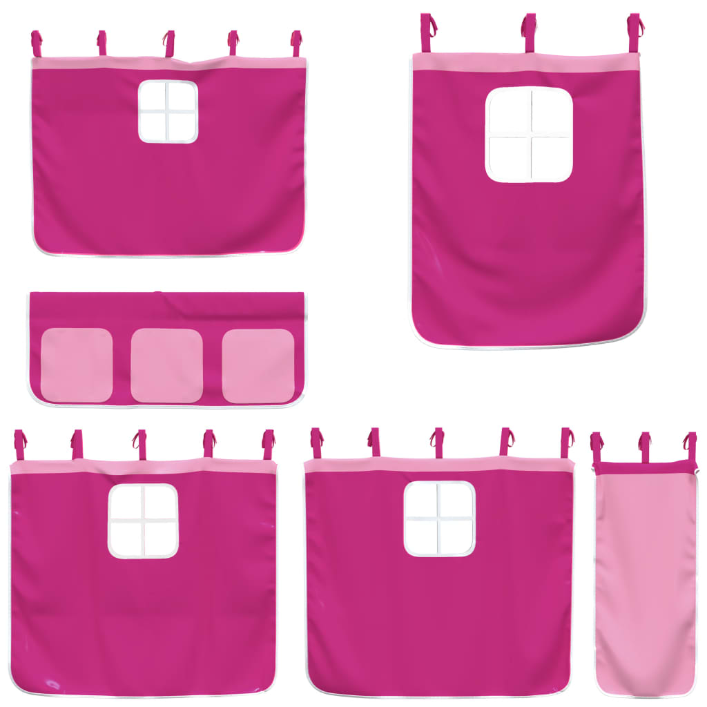 Bunk Bed without Mattress with Slide and Curtains Pink 80x200 cm