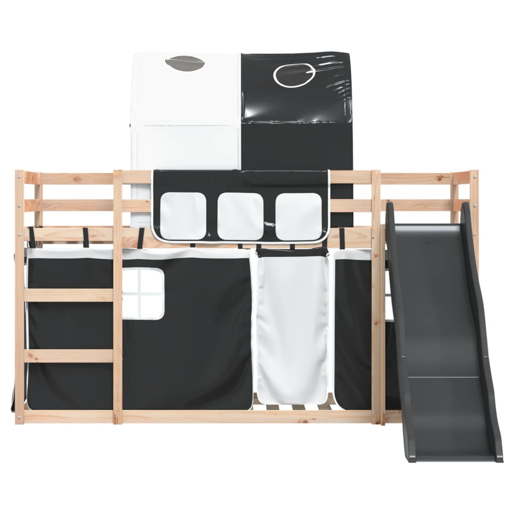 Bunk Bed without Mattress with Slide White and Black 80x200 cm