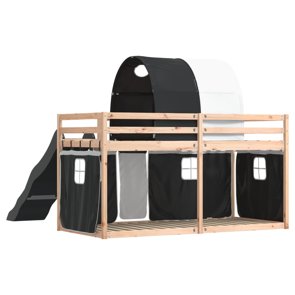 Bunk Bed without Mattress with Slide White and Black 80x200 cm