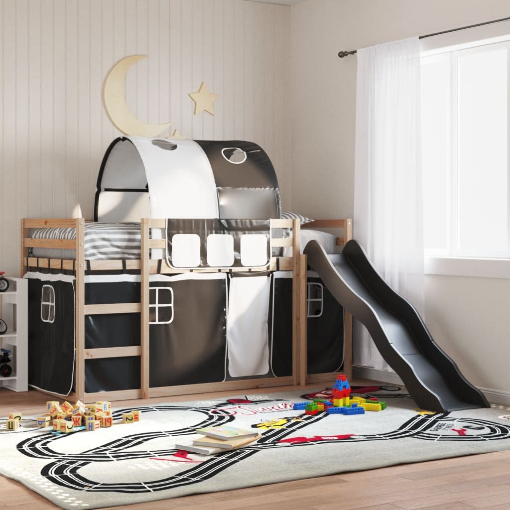 Bunk Bed without Mattress with Slide White and Black 80x200 cm