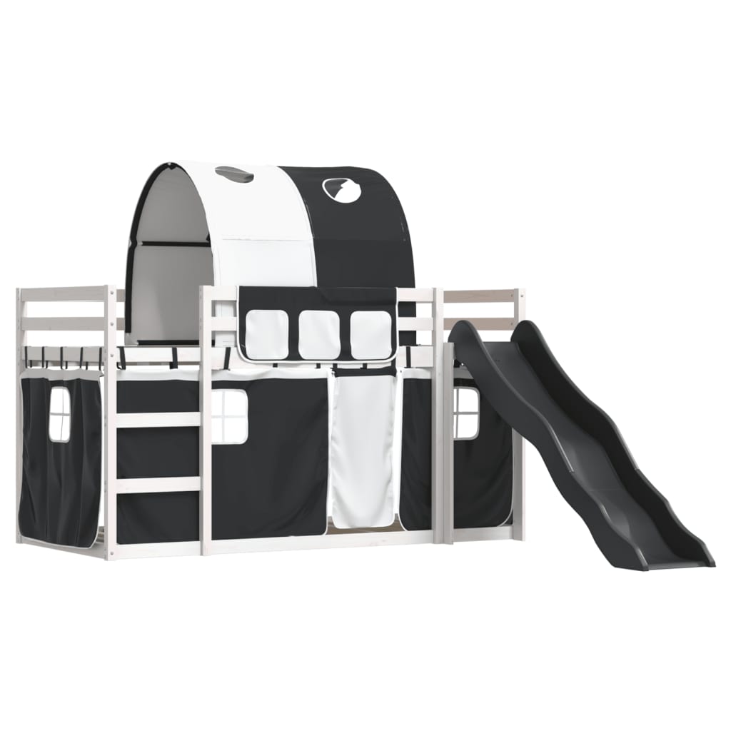 Bunk Bed without Mattress with Slide White and Black 80x200 cm