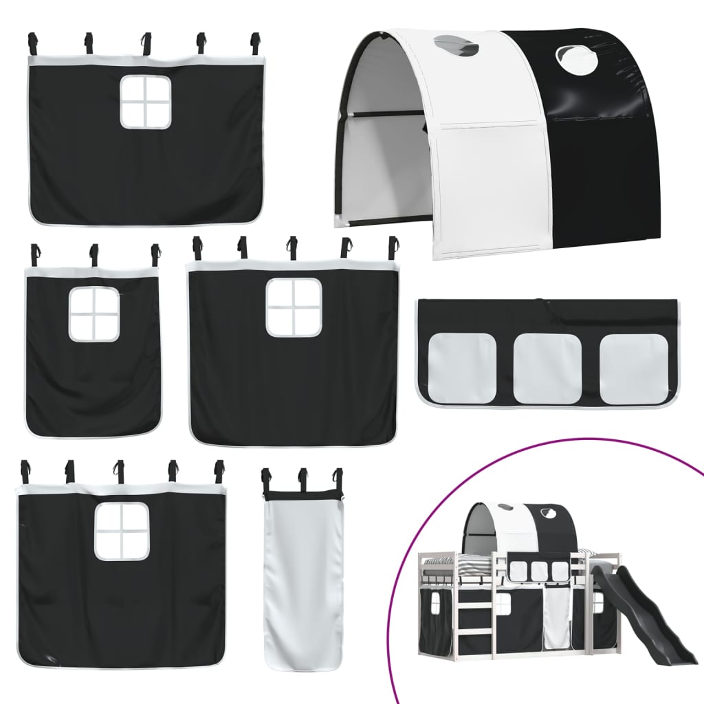 Bunk Bed without Mattress with Slide White and Black 80x200 cm