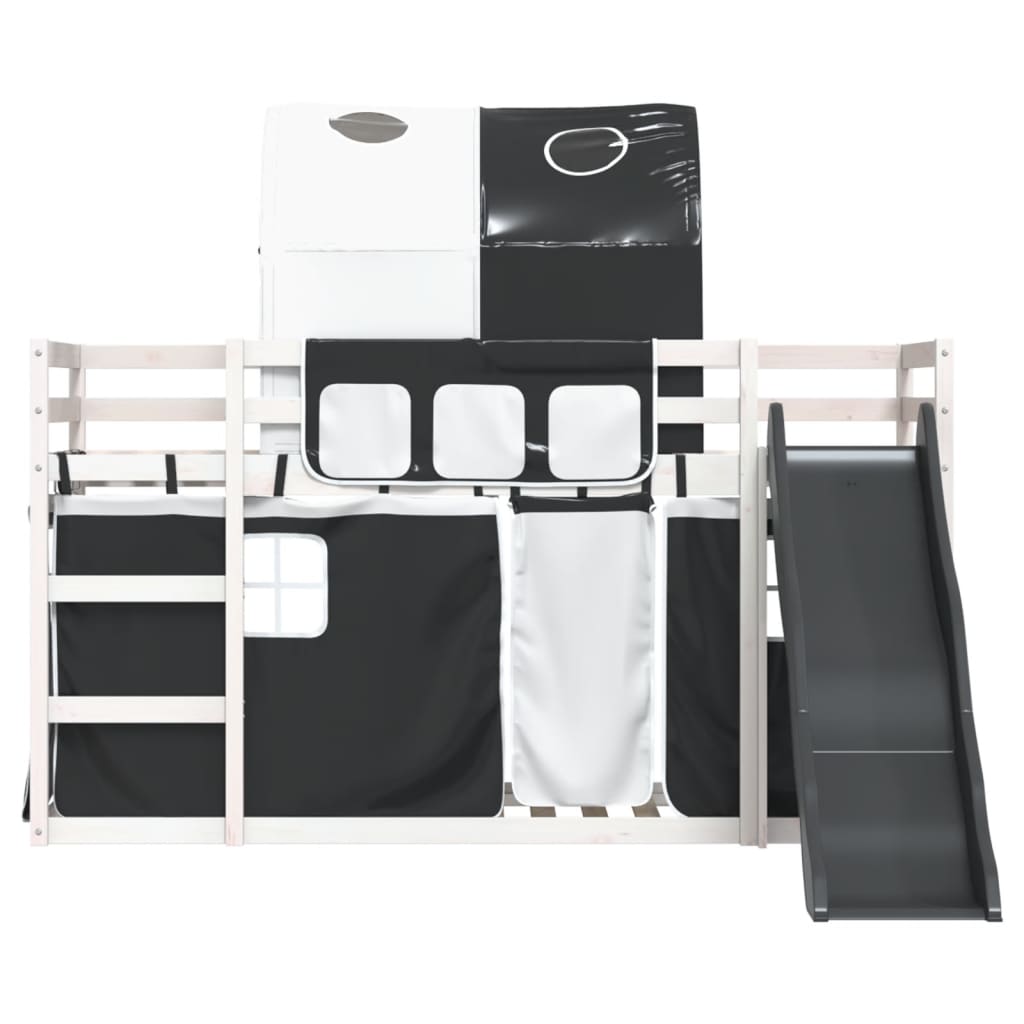 Bunk Bed without Mattress with Slide White and Black 80x200 cm
