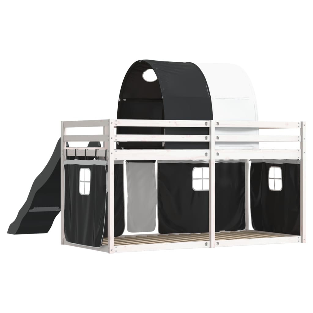 Bunk Bed without Mattress with Slide White and Black 80x200 cm